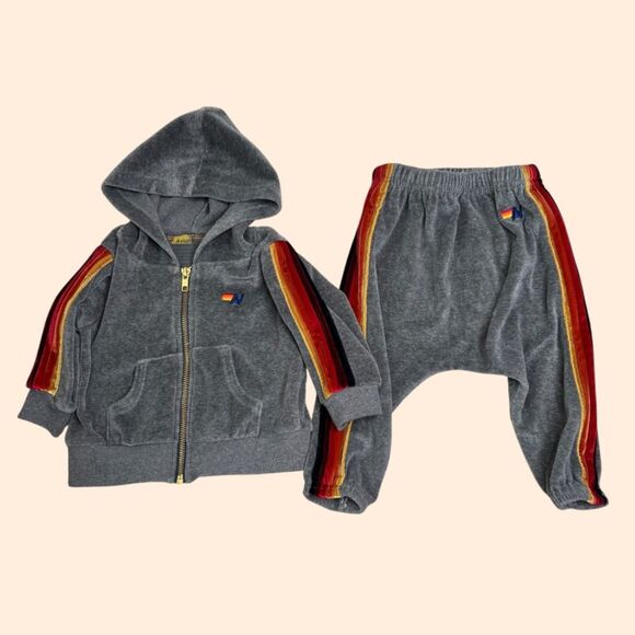 Aviator Nation Baby Velour Stripe Set - Picture 1 of 4